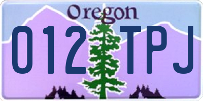 OR license plate 012TPJ