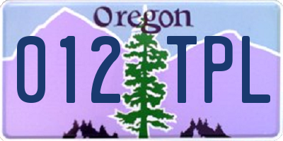 OR license plate 012TPL