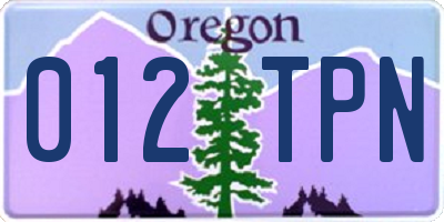 OR license plate 012TPN