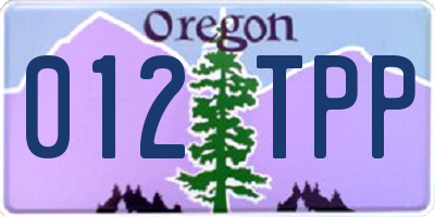 OR license plate 012TPP
