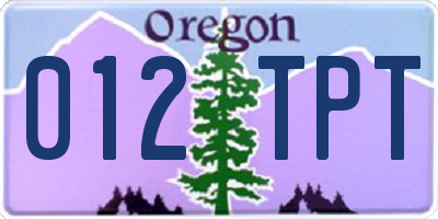 OR license plate 012TPT