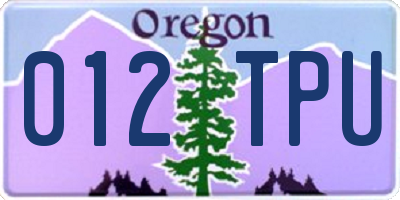 OR license plate 012TPU