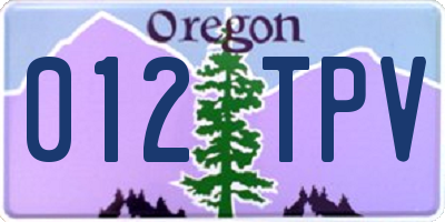 OR license plate 012TPV