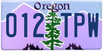 OR license plate 012TPW