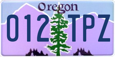 OR license plate 012TPZ