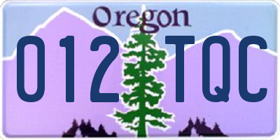 OR license plate 012TQC