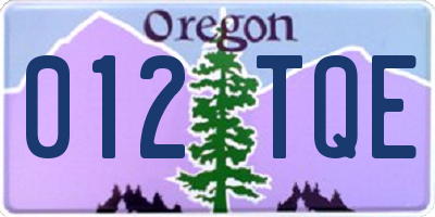OR license plate 012TQE