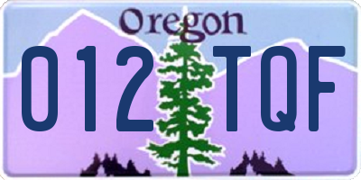 OR license plate 012TQF