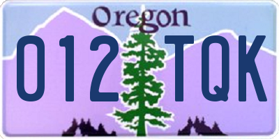 OR license plate 012TQK