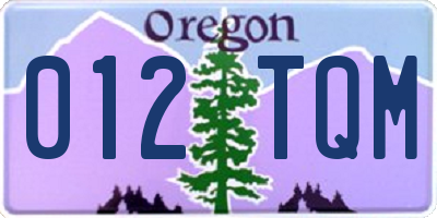 OR license plate 012TQM
