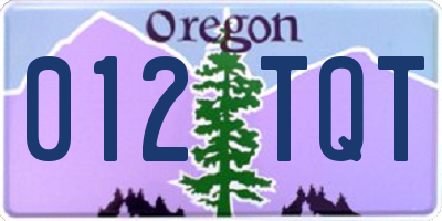 OR license plate 012TQT