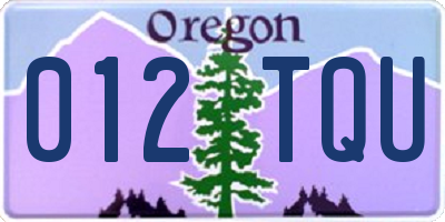OR license plate 012TQU