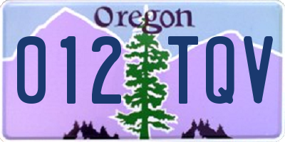 OR license plate 012TQV