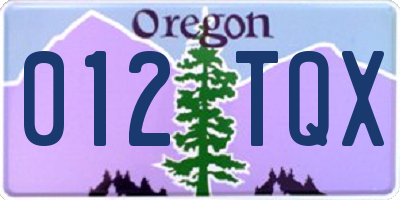 OR license plate 012TQX