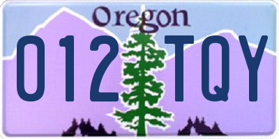 OR license plate 012TQY