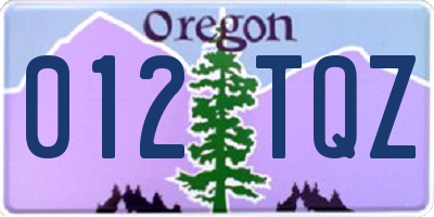 OR license plate 012TQZ