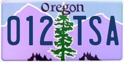 OR license plate 012TSA
