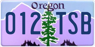 OR license plate 012TSB