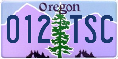 OR license plate 012TSC