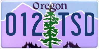 OR license plate 012TSD