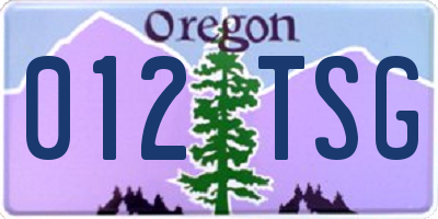 OR license plate 012TSG