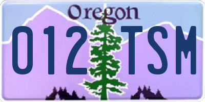 OR license plate 012TSM