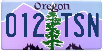OR license plate 012TSN