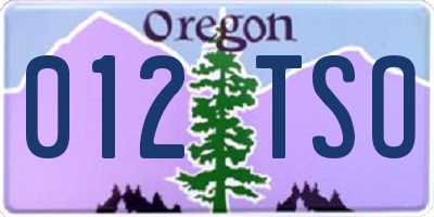 OR license plate 012TSO