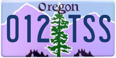 OR license plate 012TSS