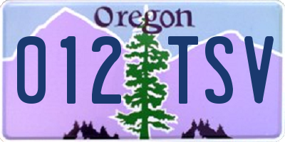 OR license plate 012TSV
