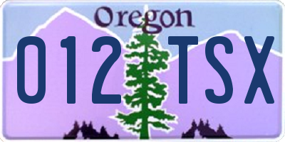 OR license plate 012TSX