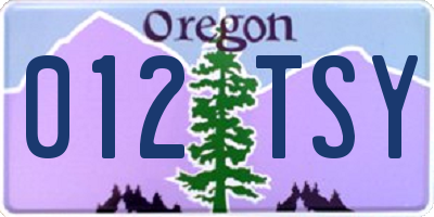 OR license plate 012TSY