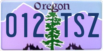OR license plate 012TSZ