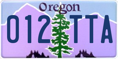 OR license plate 012TTA