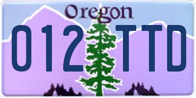 OR license plate 012TTD