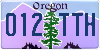 OR license plate 012TTH