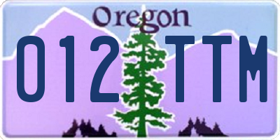 OR license plate 012TTM