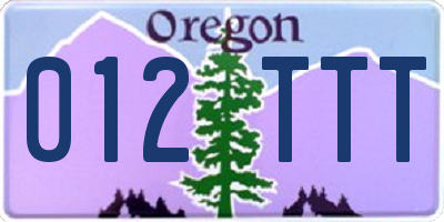 OR license plate 012TTT