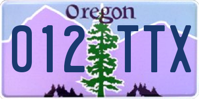 OR license plate 012TTX