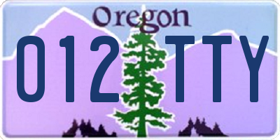 OR license plate 012TTY