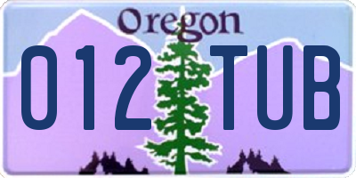 OR license plate 012TUB