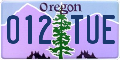 OR license plate 012TUE