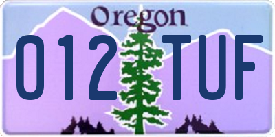 OR license plate 012TUF