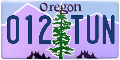 OR license plate 012TUN