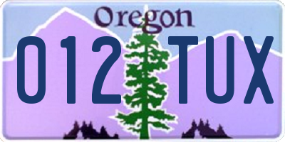 OR license plate 012TUX