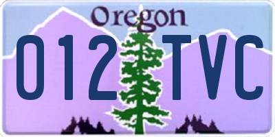 OR license plate 012TVC