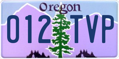 OR license plate 012TVP