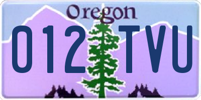 OR license plate 012TVU
