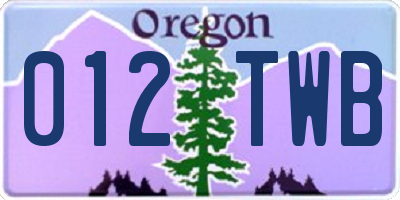 OR license plate 012TWB
