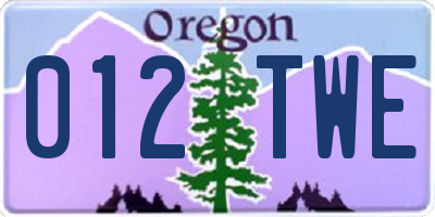 OR license plate 012TWE